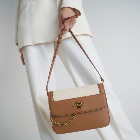 Charles & Keith Handbags - CHARLES & KEITH Ivory Metallic Accent Chain Handle Crossbody Bag NWT